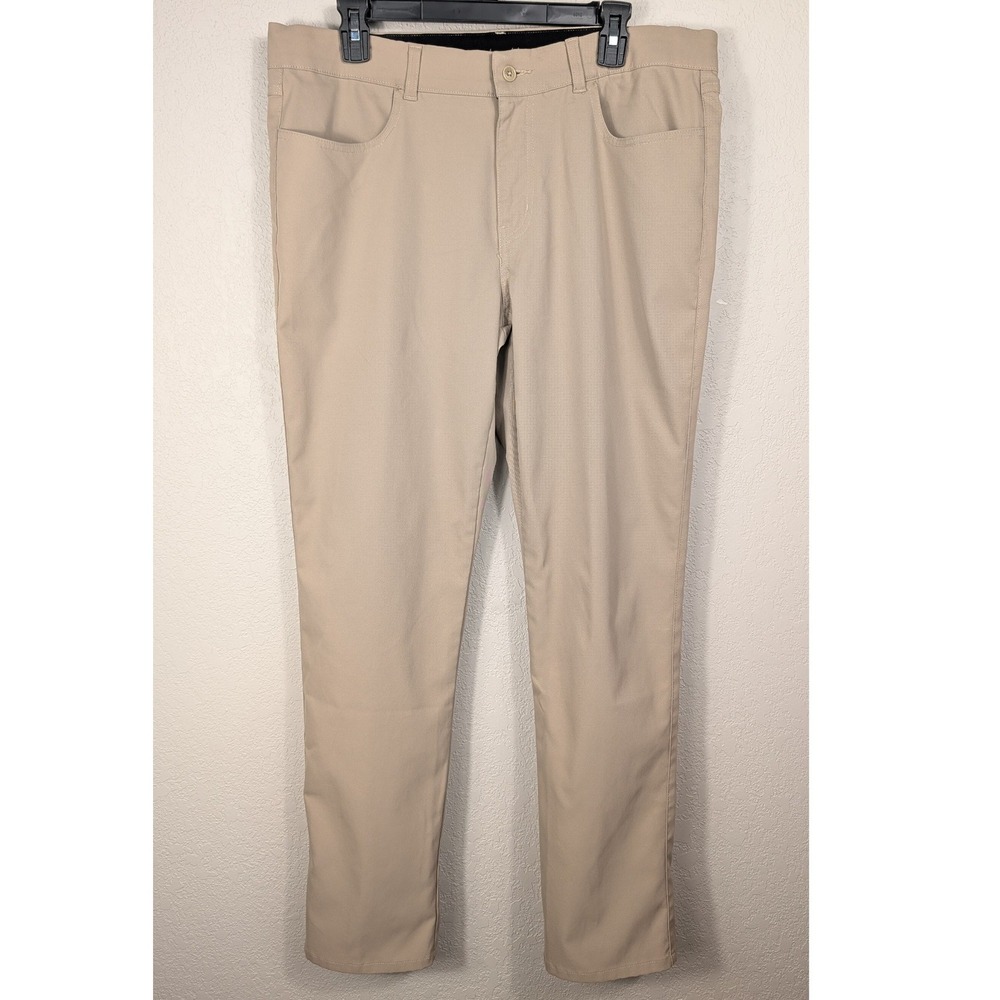 Bolle Golf Pants Mens 36x32 Tan Khaki Performance Stretch 5-Pocket Regular Fit